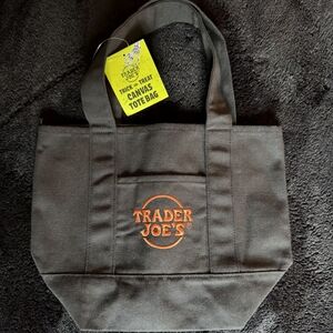 Trader Joe's Dark Gray Canvas Tote Bag